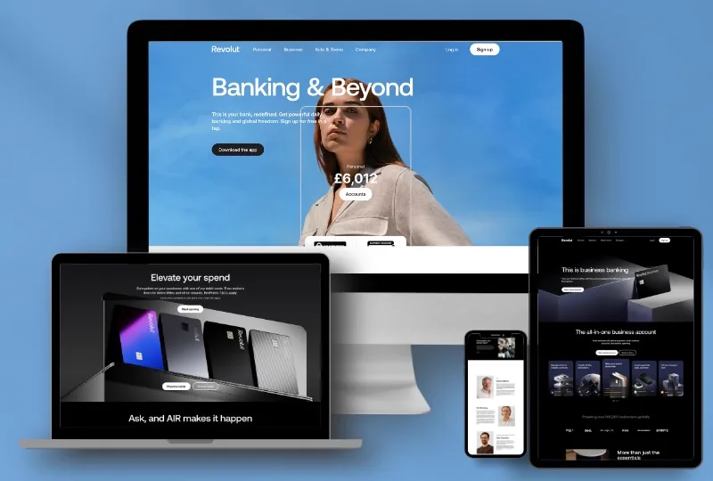 Revolut on desktop, laptop, tablet and phone.