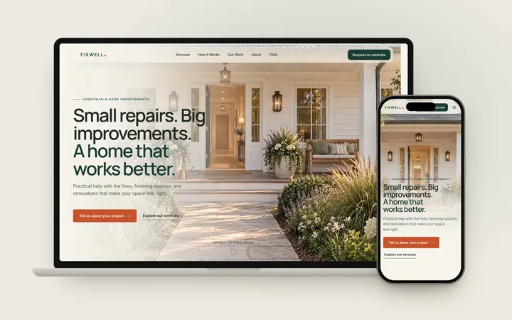 Fixwell home: Small repairs. Big improvements. A home that works better, over a garden path to the front door.